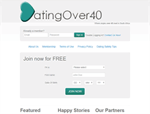 Tablet Screenshot of datingover40.co.za